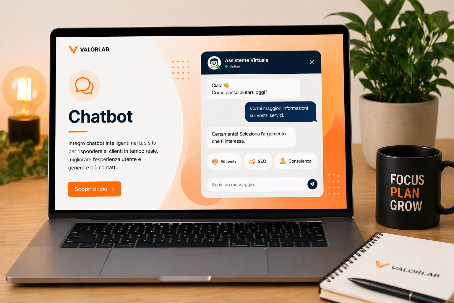 Integrazione chatbot per siti web per rispondere ai clienti e aumentare contatti e conversioni
